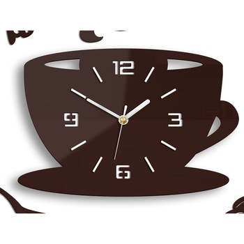 Ceas de perete, Ceasca 3D, Modern Clock, Burgundy Ceas de perete, Ceasca 3D, Modern Clock, Burgundy