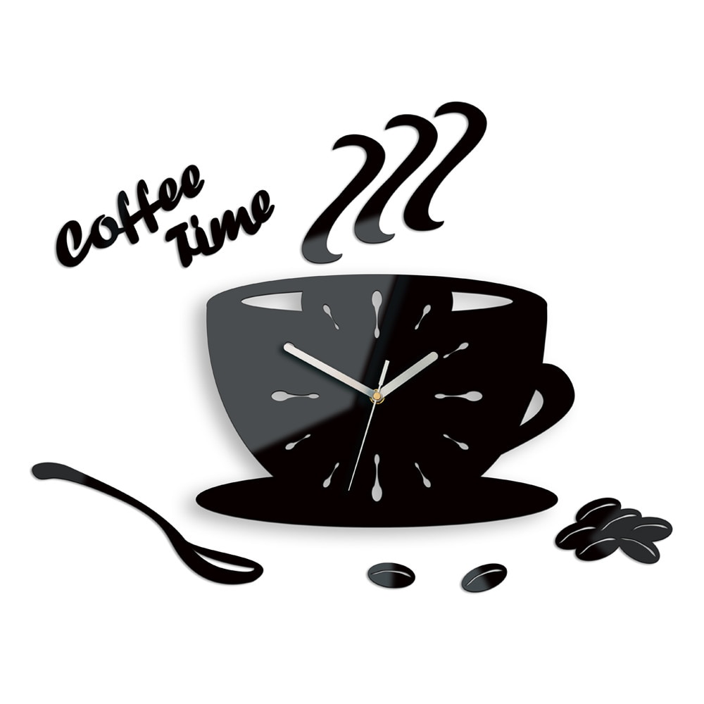 Ceas de perete Coffee TIME, ModernClock, 43/64 cm, Negru