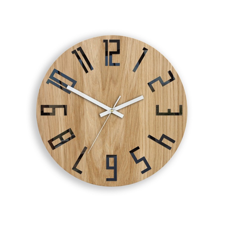 ModernClock Slim falióra, fa, 33 cm, fekete/barna