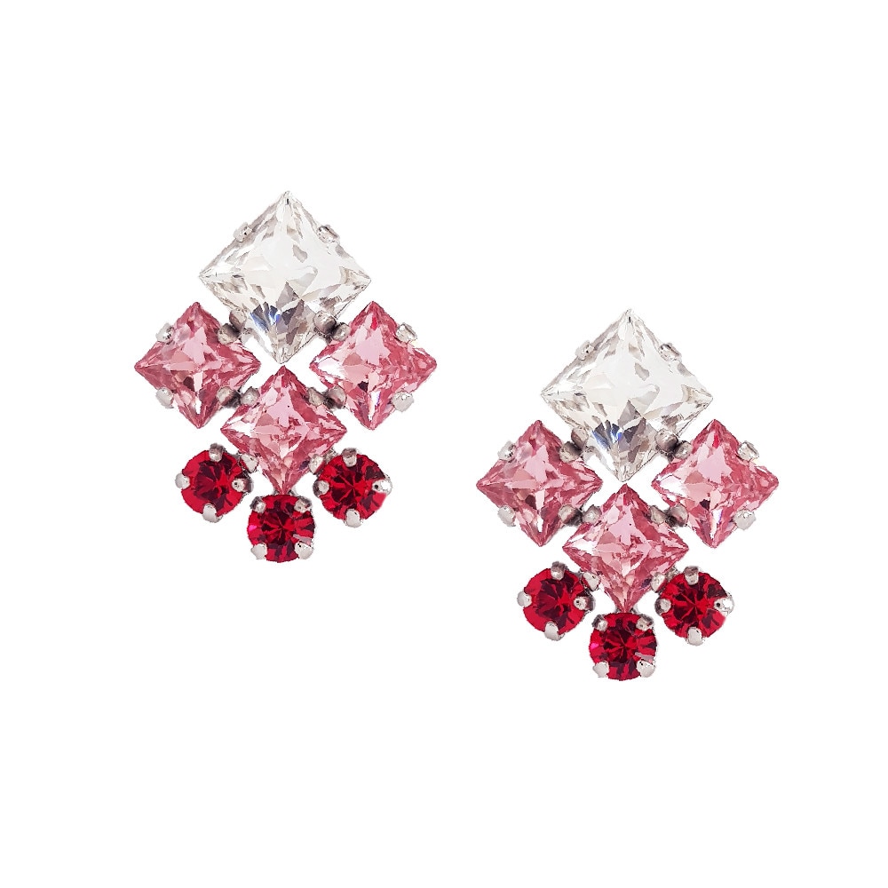 Cercei Carla Brillanti Norma cu cristale Swarovski Roze