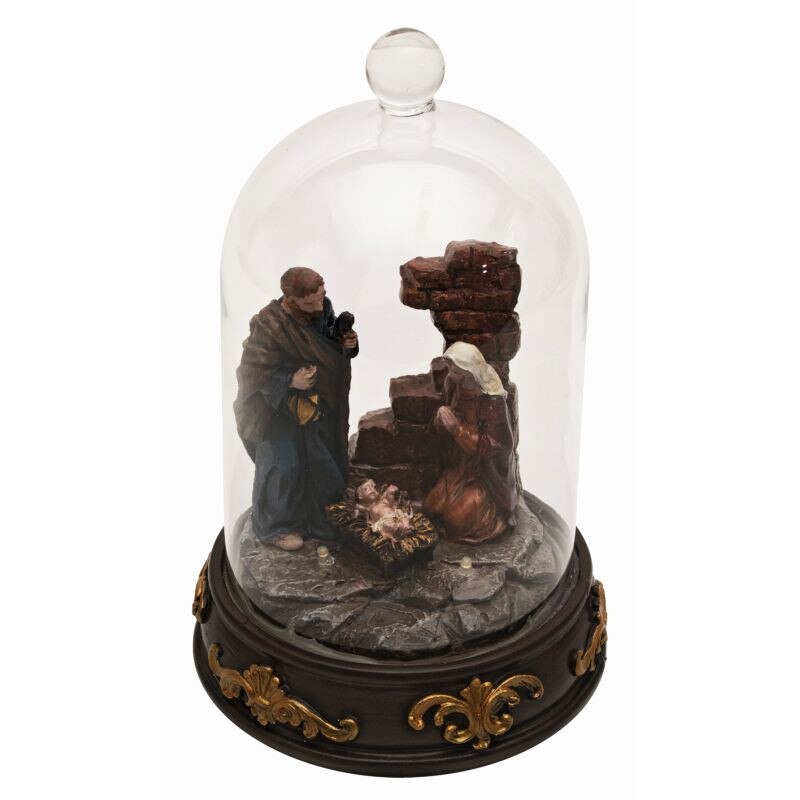 Figurina decorativa de Craciun Betleem, iluminat LED, lumina alb calda