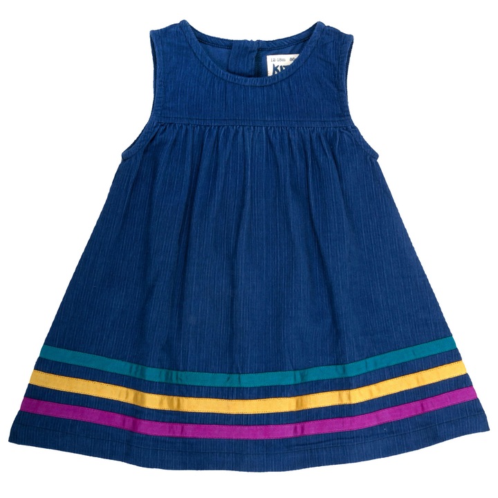 Rochie curcubeu 100% bumbac organic, Albastru inchis, 80cm