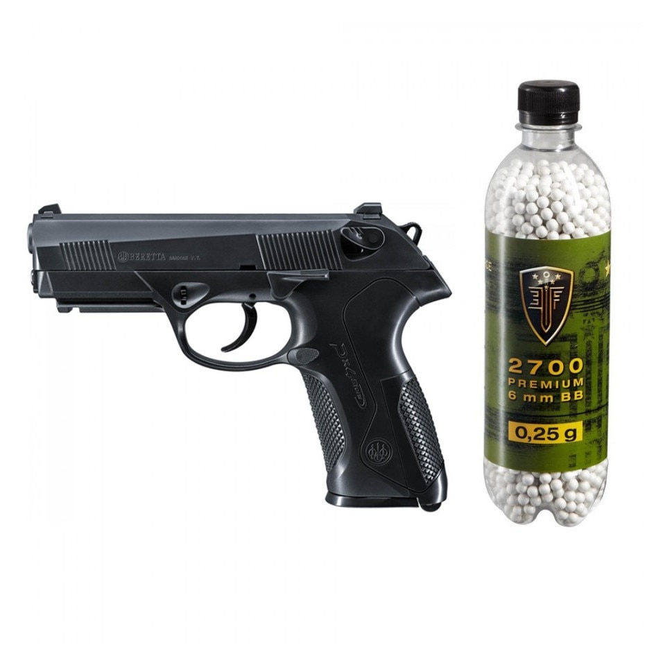 Set pistol airsoft arc si flacon 2700 buc bile 0.25 g, 0.5 jouli, Umarex Beretta PX4 Storm