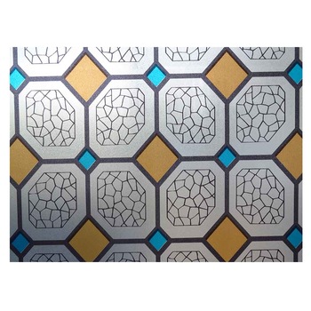 Folie pentru geam decorativa vitraliu romburi portocaliu si albastru, 10 m x 0.9 m Folie pentru geam decorativa vitraliu romburi portocaliu si albastru, 10 m x 0.9 m