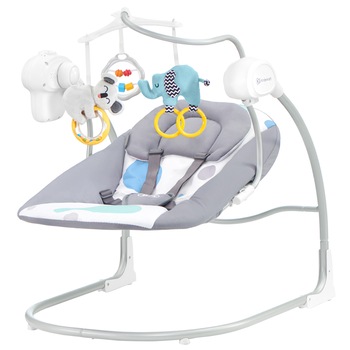 Leagan Kinderkraft Minky, cu melodii, Gri/Albastru Leagan Kinderkraft Minky, cu melodii, Gri/Albastru