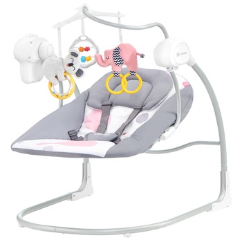 Leagan Kinderkraft Minky, cu melodii, Gri/Roz Leagan Kinderkraft Minky, cu melodii, Gri/Roz