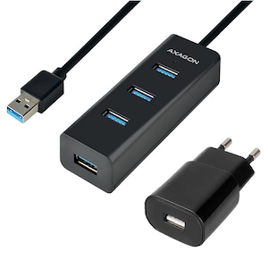 Hub USB Axagon HUE-S2BP 4x USB 3.0, cablu 1.2m, incarcare micro USB