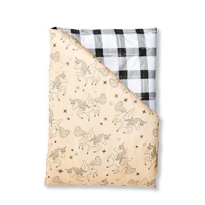 Set husa pentru pilota si fata de perna Unicorn, 100% bumbac satinat, cu fata dubla (reversibila)