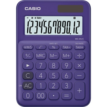 Calculator Casio birou mediu 12 digits ms-20uc, violet Calculator Casio birou mediu 12 digits ms-20uc, violet
