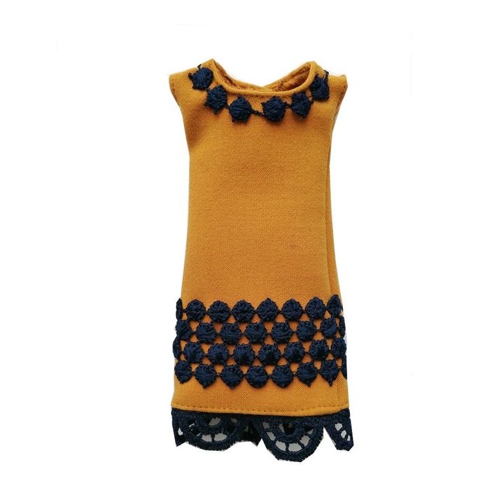 Rochie de papusi DANA, Dulapiorul cu hainute by Mardo, portocaliu/negru