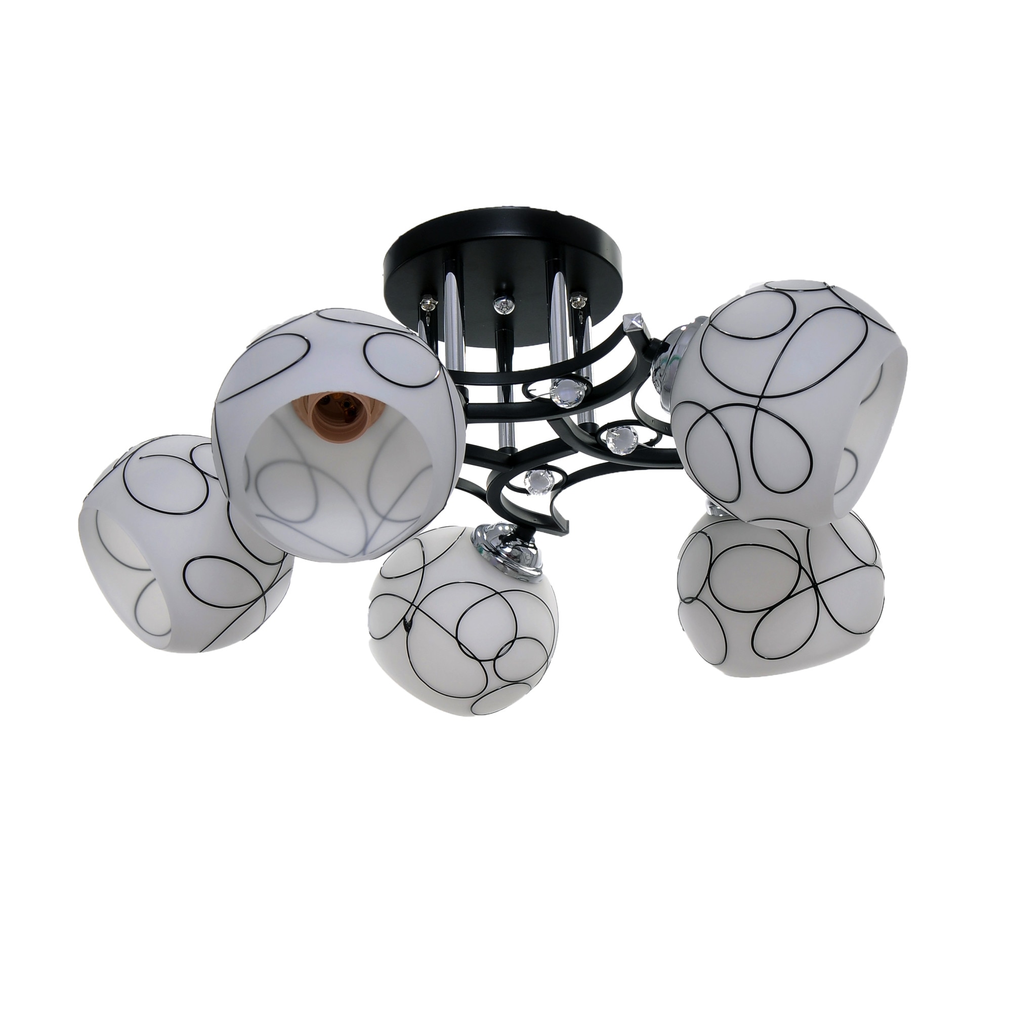 Candelabru Nikom BK 7012-5, E27, 5x40W, 220V, negru, alb, crom