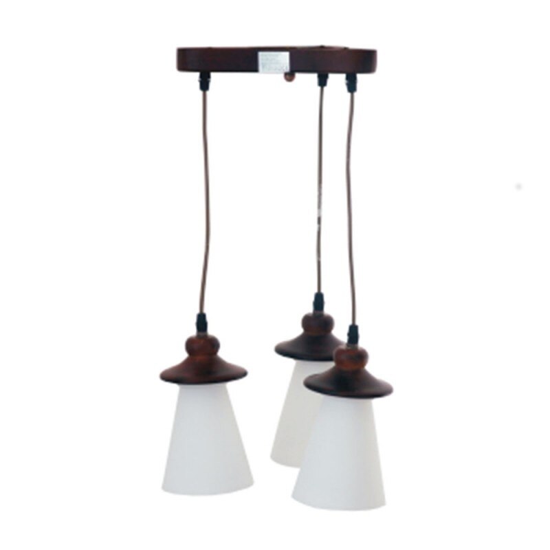 Lustra Lemn Dora triunghi geam conic 3X60W E27