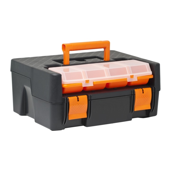 Sertar de scule Handy, 5 compartimente, capac transparent, maner plastic, 31 x 16.5 x 23 cm