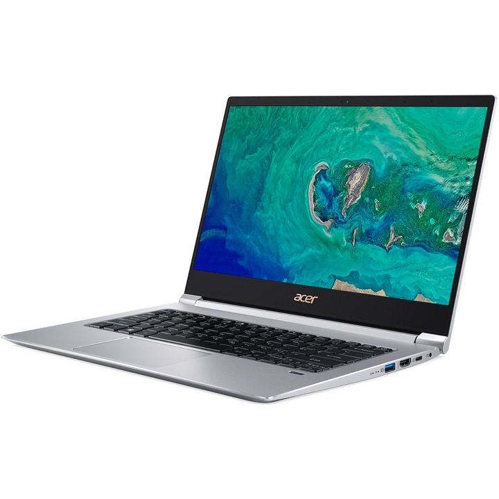 Laptop ultraportabil Acer New Swift 3 SF314-55G-563T cu procesor Intel® Core™ i5-8265U pana la 3.90 GHz, Whiskey Lake, 14", Full HD, IPS, 8GB, 256GB SSD, NVIDIA® GeForce® MX150 2GB, Linux, Sparkly Silver