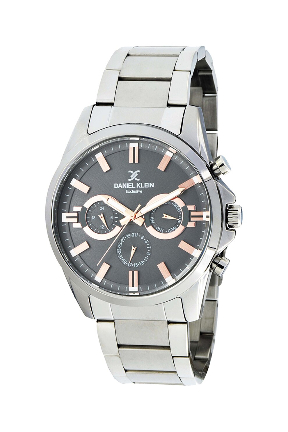 DANIEL KLEIN, Ceas din otel inoxidabil, cu functii multiple, Argintiu