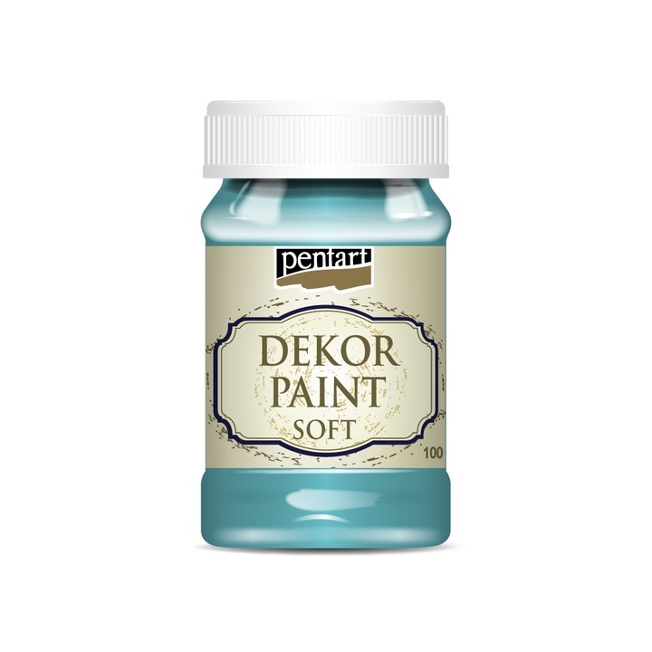 Vopsea decorativa soft Pentart - turcoaz albastru, 100 ml