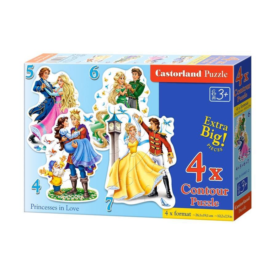 Puzzle Castorland Printesele Indragostite, 4 in 1 (4+5+6+7 piese)