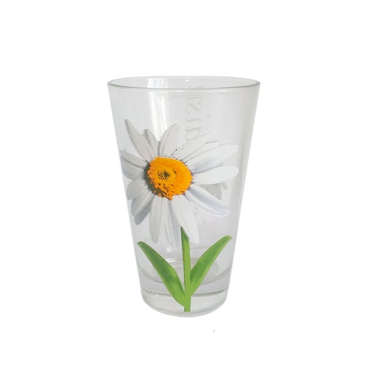 Set 3 pahare tumbler cu decor margareta, 300 ml, Cerve