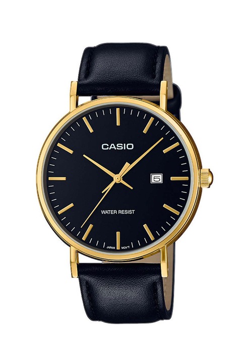 Casio, Аналогов часовник Classic с кожена каишка, Черен