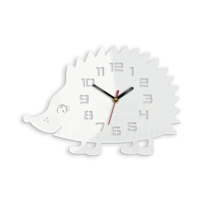 Ceas de perete ModernClock, Arici, 26 x 34 cm, Alb