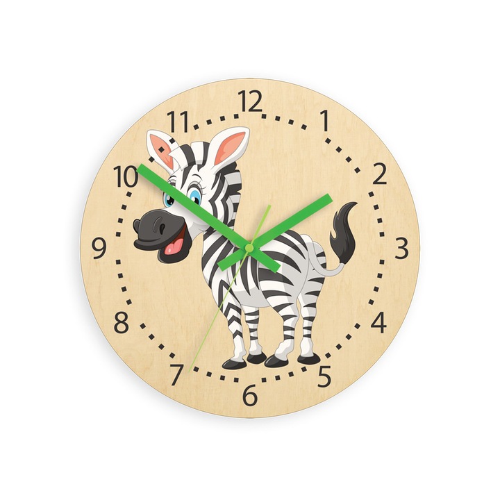 Ceas rotund de perete ModernClock, Zebra, 30 cm, Bej