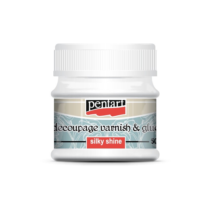 Lipici cu lac pentru decupaj Silky Shine Pentart - luciu de matase, 50 ml