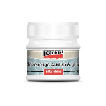 Lipici cu lac pentru decupaj Silky Shine Pentart - luciu de matase, 50 ml Lipici cu lac pentru decupaj Silky Shine Pentart - luciu de matase, 50 ml
