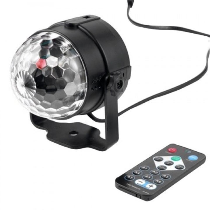 Proiector Disco Rotativ, OEM, LED, Telecomanda, Multicolor