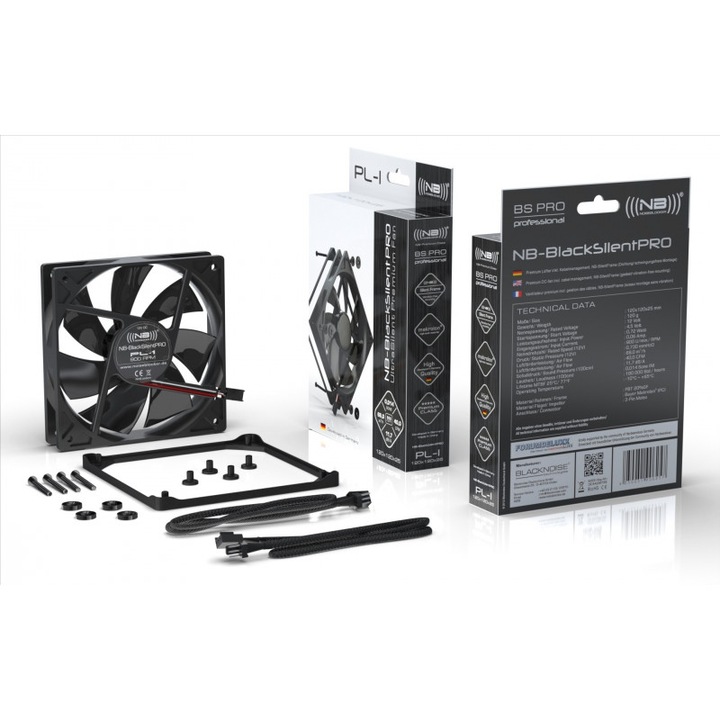 Системен охладител, Noiseblocker, Multiframe, S M12-PS PWM, 12 см, черен