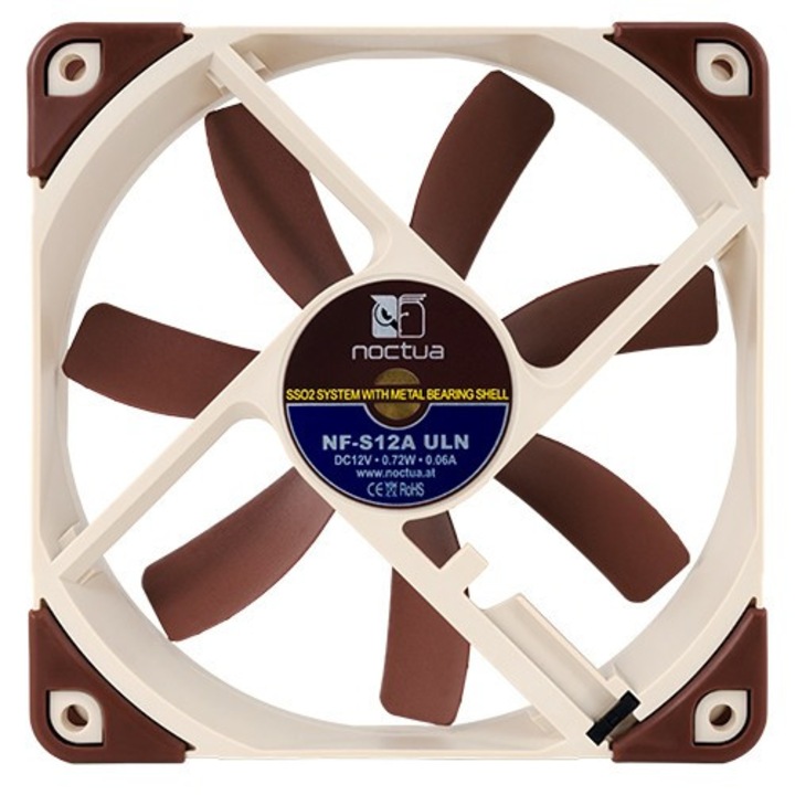 Számítógép ventilátor Noctua NF-S12A-ULN, 120x120x25mm, SSO2 csapágy, 800RPM, 3 tűs, 12V