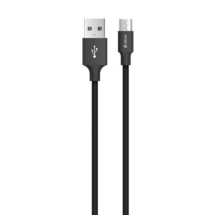 Cablu USB Devia Pheez Series MicroUSB, 2m, Negru