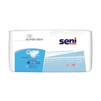 Scutece Pentru Incontinenta Super Seni Air nr. 3 Large - L 30 buc/set + Servetele Umede BabyFin 72 Buc/Pachet Scutece Pentru Incontinenta Super Seni Air nr. 3 Large - L 30 buc/set + Servetele Umede BabyFin 72 Buc/Pachet