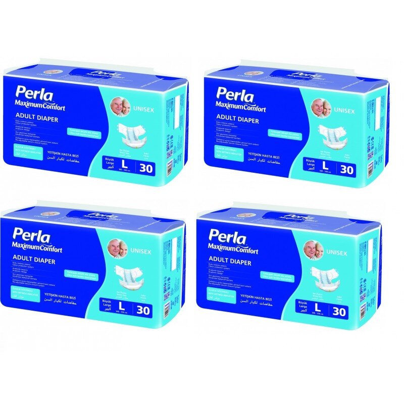 Pachet Scutece Pentru Incontinenta Perla nr. 3 Large - L 30 buc/set x 4 seturi