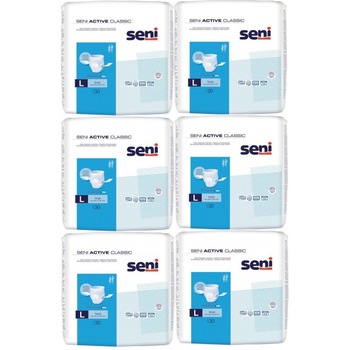 Pachet Scutece Pentru Incontinenta Seni Active Classic nr. 3 Large - L 30 buc/set x 6 seturi Tip Chilot + Servetele Economice Babyfin 72Buc/Pachet Pachet Scutece Pentru Incontinenta Seni Active Classic nr. 3 Large - L 30 buc/set x 6 seturi Tip Chilot + Servetele Economice Babyfin 72Buc/Pachet