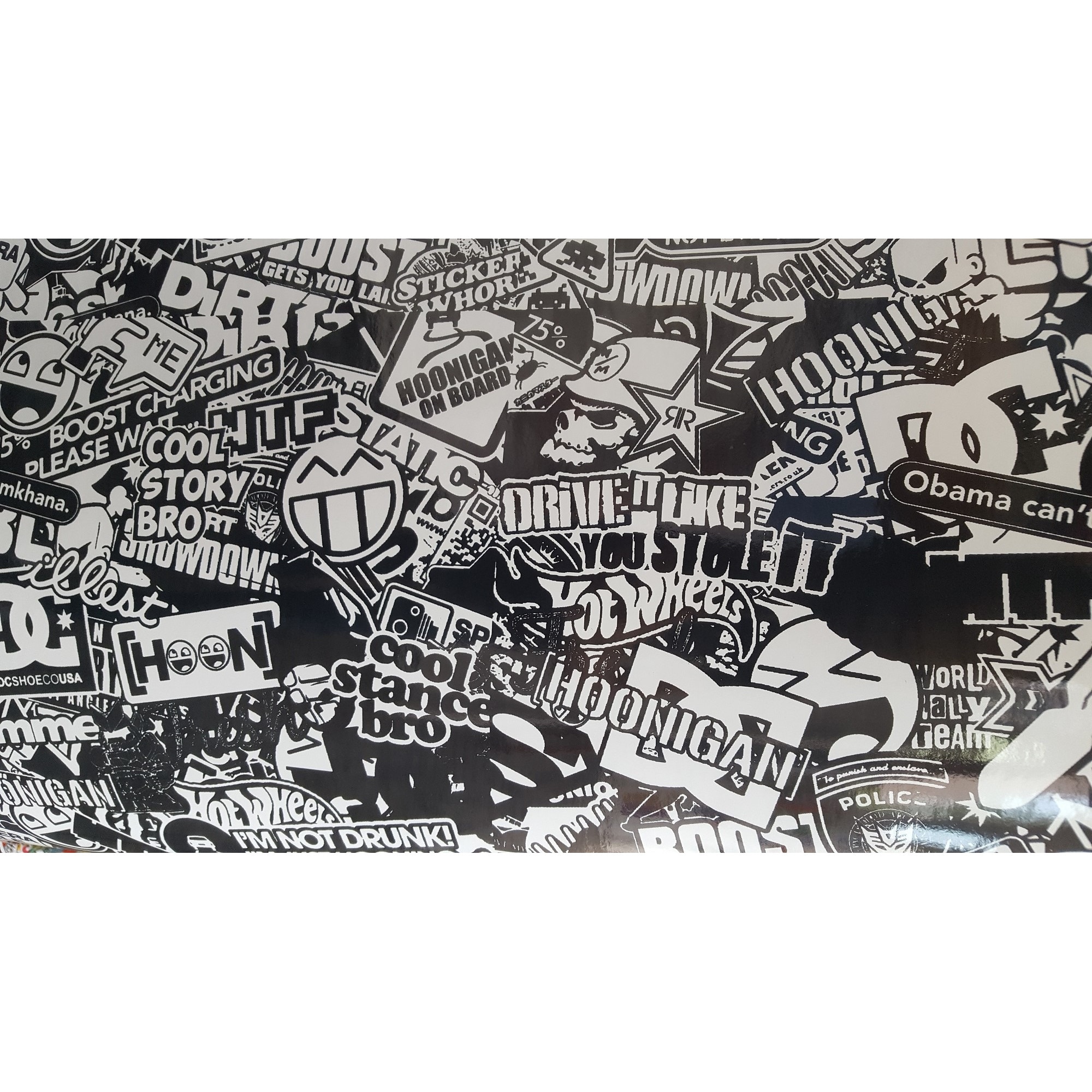 Stickerbomb alb/negru, 200 x 137 cm