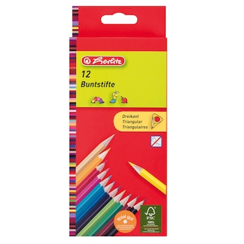 Set 12, Creioane Color Herlitz, 1/1, lacuite, sectiune triunghiulara Set 12, Creioane Color Herlitz, 1/1, lacuite, sectiune triunghiulara