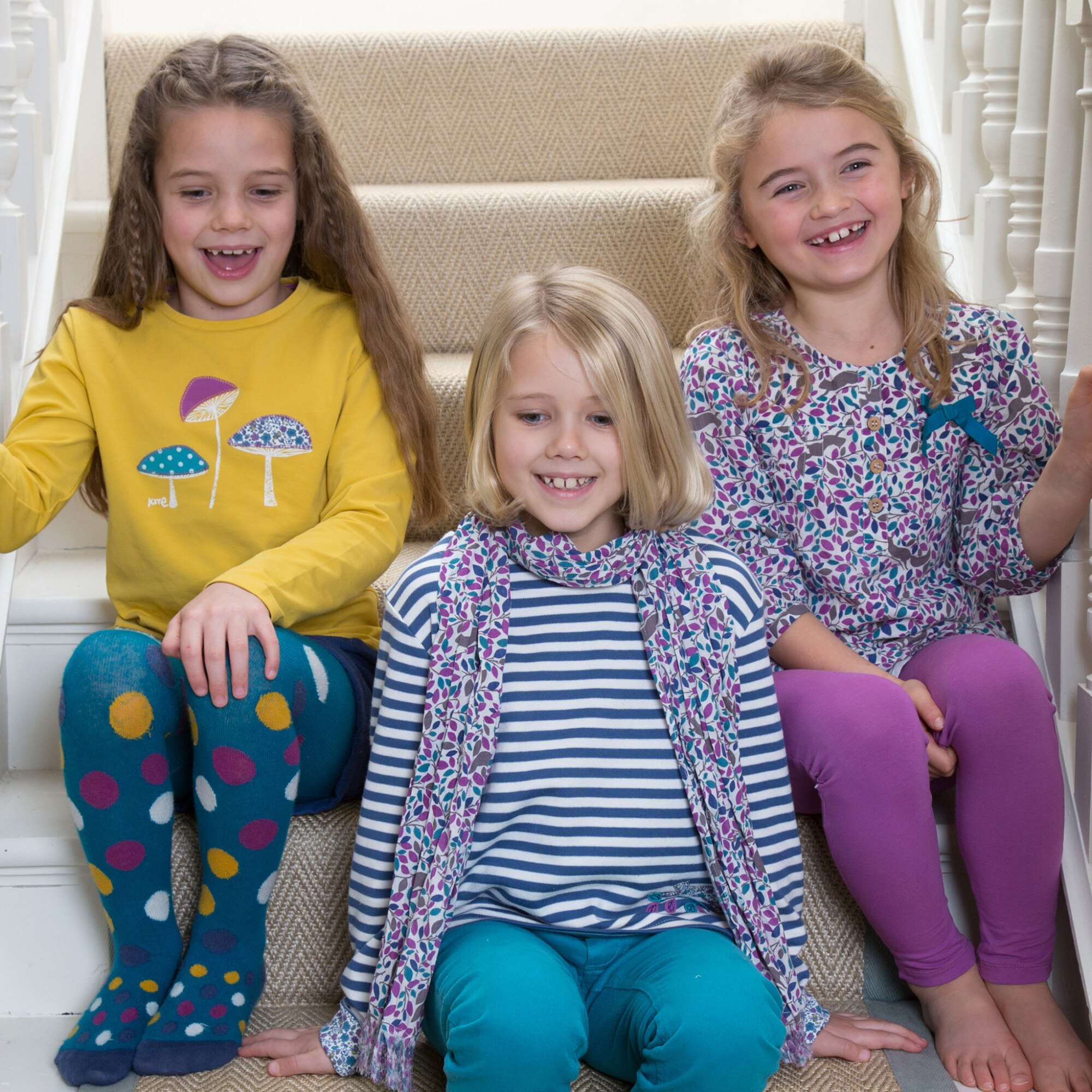 Top dungi Ditsy 100% bumbac organic, Albastru/Alb, 128 cm