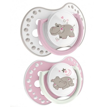 Set 2 suzete, Lovi, Night and Day, roz, 3-6luni Set 2 suzete, Lovi, Night and Day, roz, 3-6luni