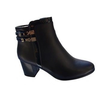 Botine cu varf rotund si toc patrat, D&J Exclusive, Albastru marin Botine cu varf rotund si toc patrat, D&J Exclusive, Albastru marin