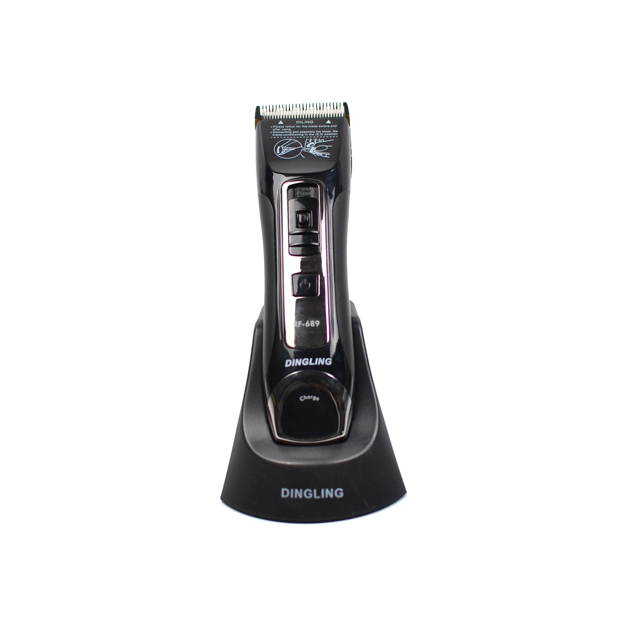 Masina de tuns profesionala cu stand de incarcare, lama cu invelis din titan si cutit ceramic RF689