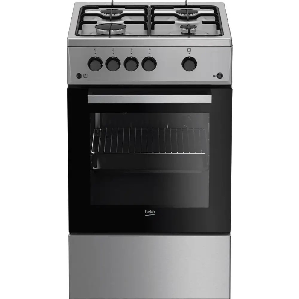 Aragaz Beko FSG52020FX, Gaz, 4 Arzatoare, 60 l, Aprindere electrica, 50 cm, Inox