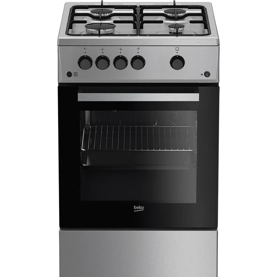 Aragaz Beko FSG52020FX, Gaz, 4 Arzatoare, 60 l, Aprindere electrica, 50 cm, Inox