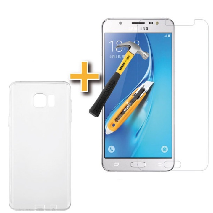 Комплект 2 броя стъклен протектор Tempered Glass + прозрачен силиконов гръб Ultra Slim, за Samsung Galaxy A6 Plus (2018)