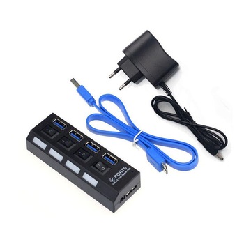 HUB 4 porturi USB 3.0 HOPE R, 5Gbps, cu comutatoare, cu alimentator HUB 4 porturi USB 3.0 HOPE R, 5Gbps, cu comutatoare, cu alimentator