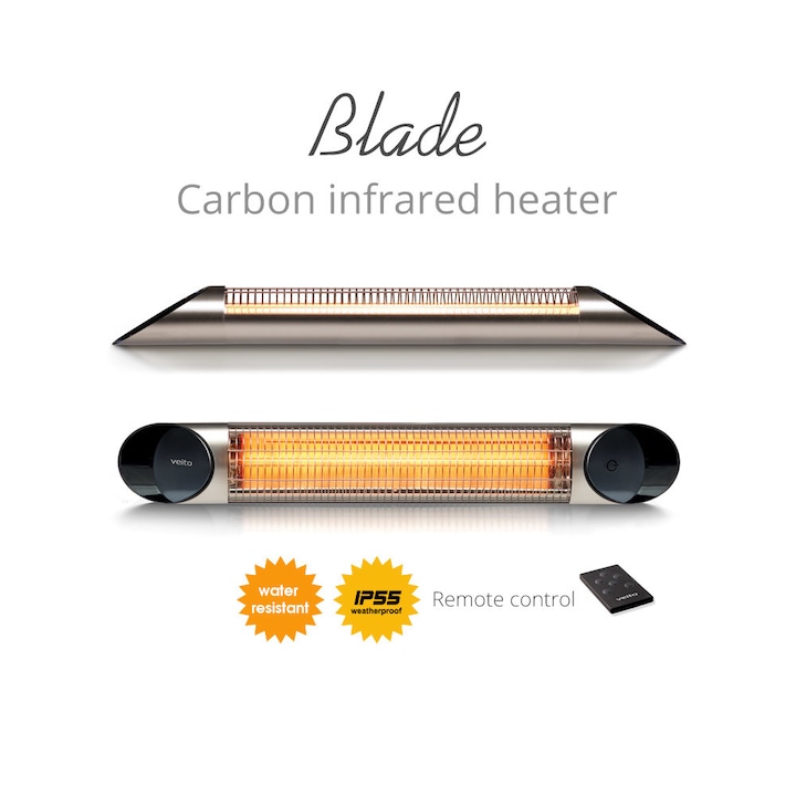 Инфрачервен отоплител Veito Carbon Infrared, 2500 w, 4 степени работа, монтаж стена/таван, дистанционно управление.