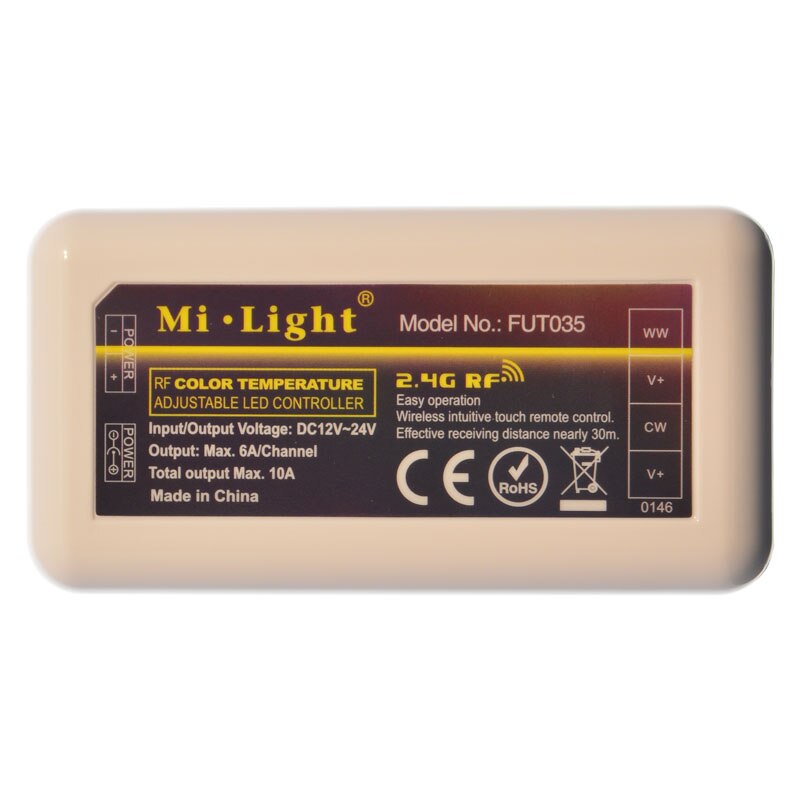 Controler inteligent 2.4GHz Wireless RF pentru banda LED Alb Variabil Mi-Light 2 Canale 10A