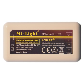 Controler inteligent 2.4GHz Wireless RF pentru banda LED Alb Variabil Mi-Light 2 Canale 10A Controler inteligent 2.4GHz Wireless RF pentru banda LED Alb Variabil Mi-Light 2 Canale 10A
