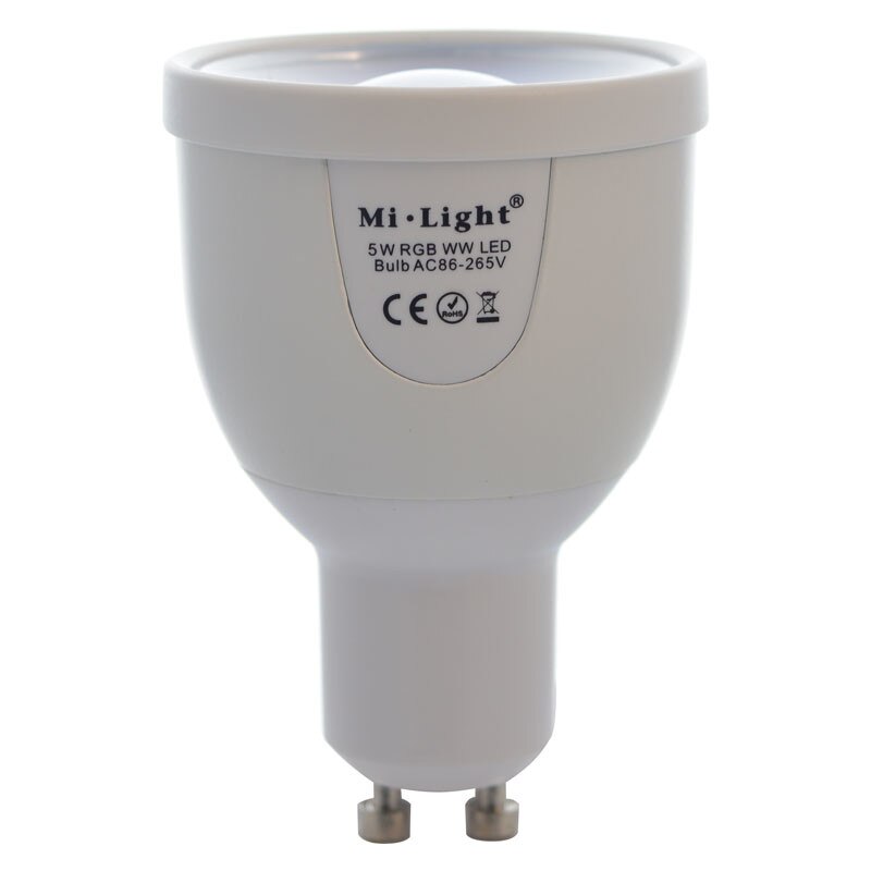Bec LED inteligent Mi-Light 2.4GHz Wireless RF 5W RGB + Alb Cald GU10