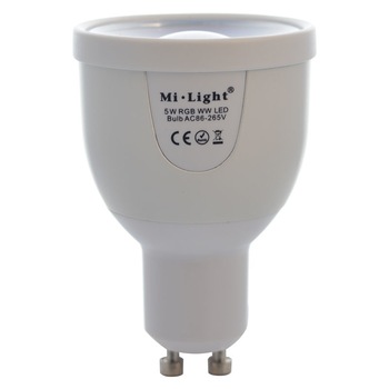Bec LED inteligent Mi-Light 2.4GHz Wireless RF 5W RGB + Alb Cald GU10 Bec LED inteligent Mi-Light 2.4GHz Wireless RF 5W RGB + Alb Cald GU10