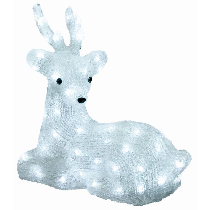 Figurina decorativa Ren din acril, 64 LED-uri alb rece, IP44, 36x34 cm